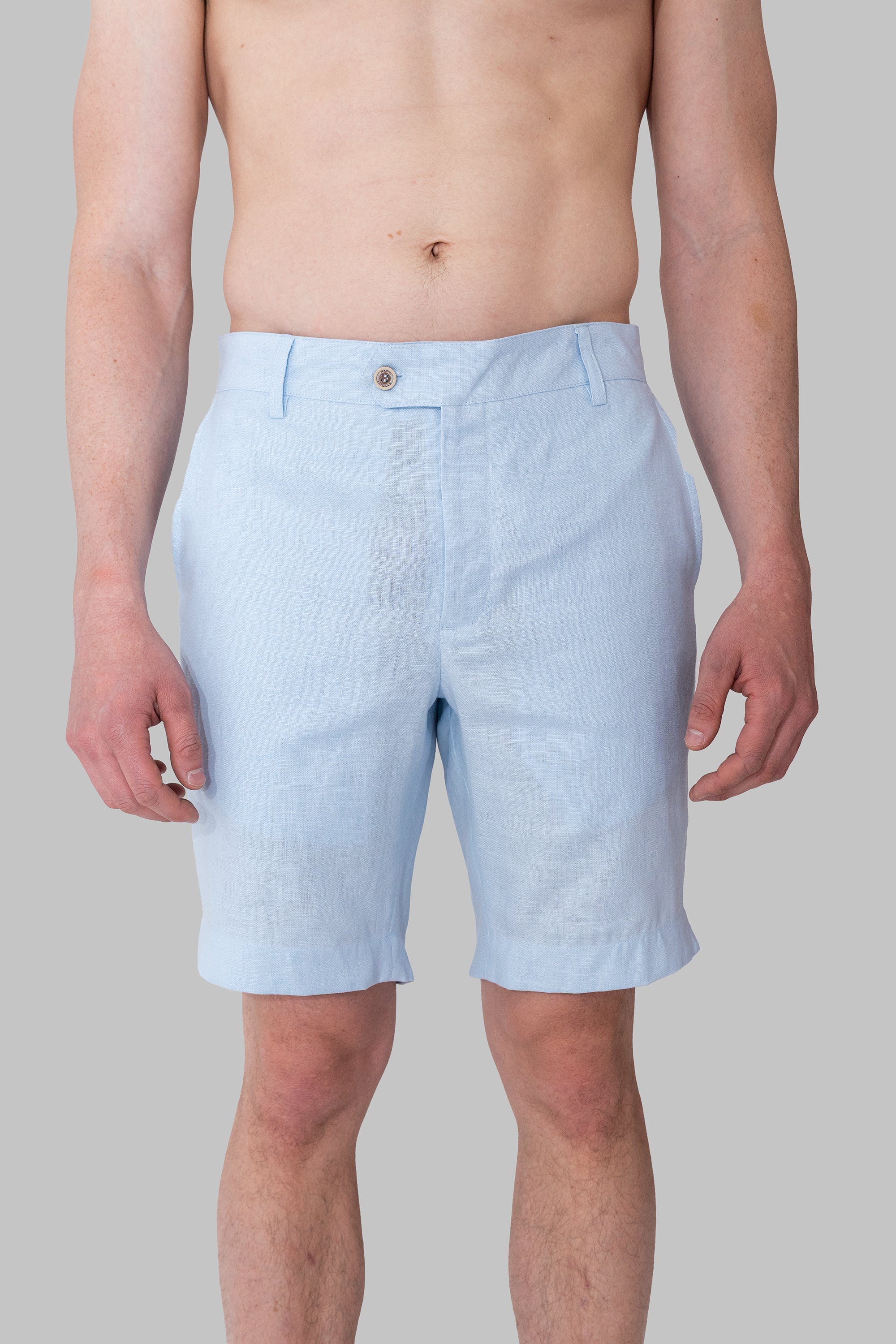 Linen Bermuda Shorts - Sky Blue