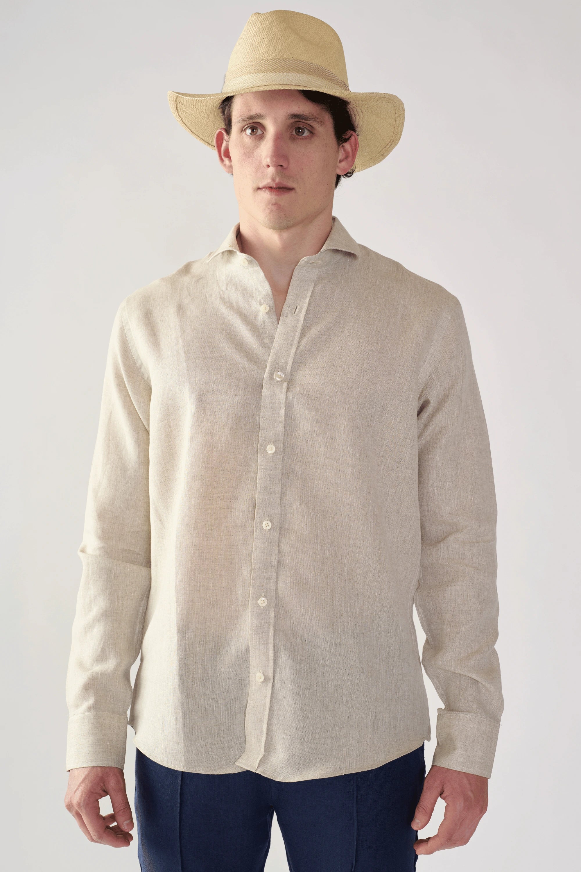 French Collar Linen Shirt - European Flax