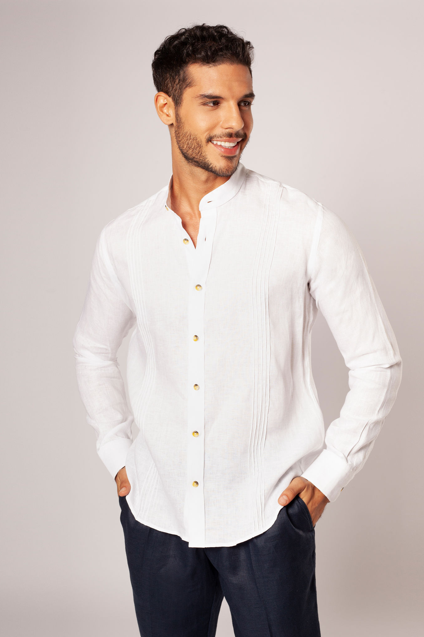 100% Linen Guayabera – Neru Collar