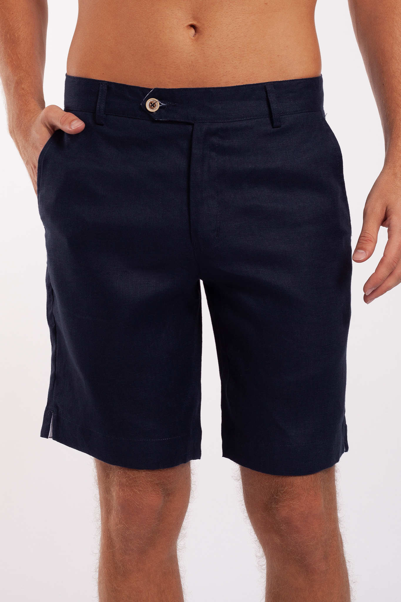 European Flax Linen Bermuda Shorts - Cobalt