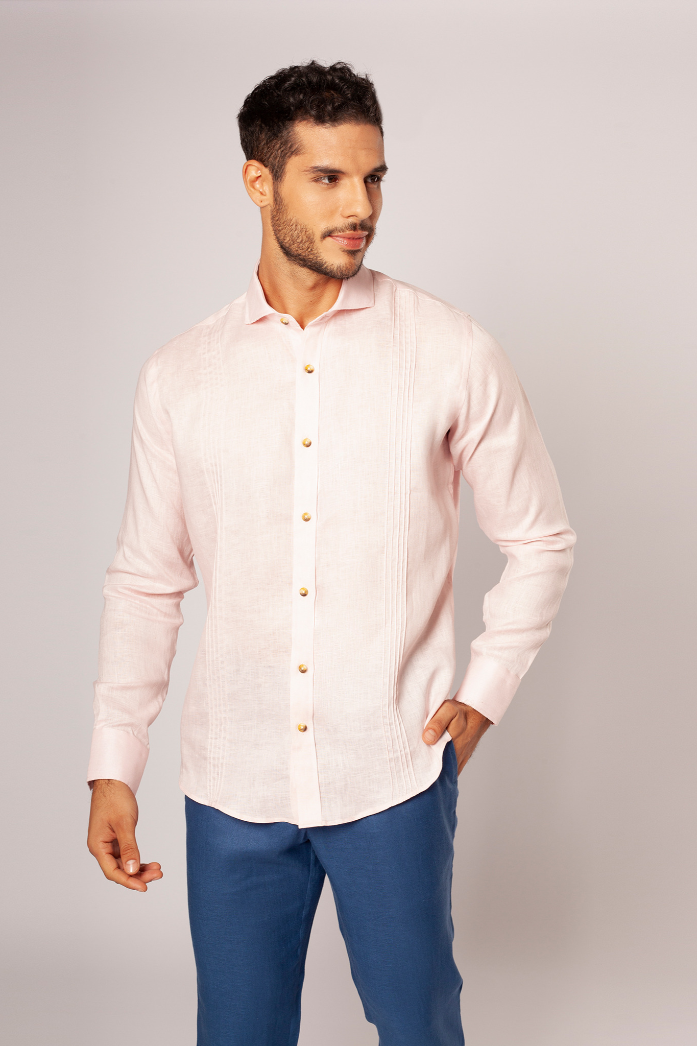 100% Linen French Collar Guayabera