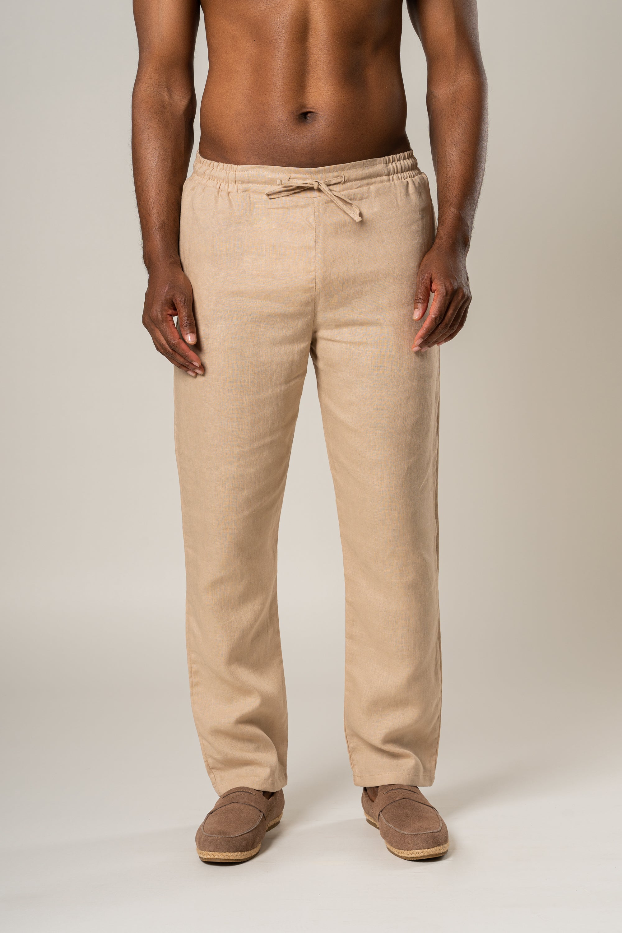 European Flax Linen Leisure Pants - Gilded Beige