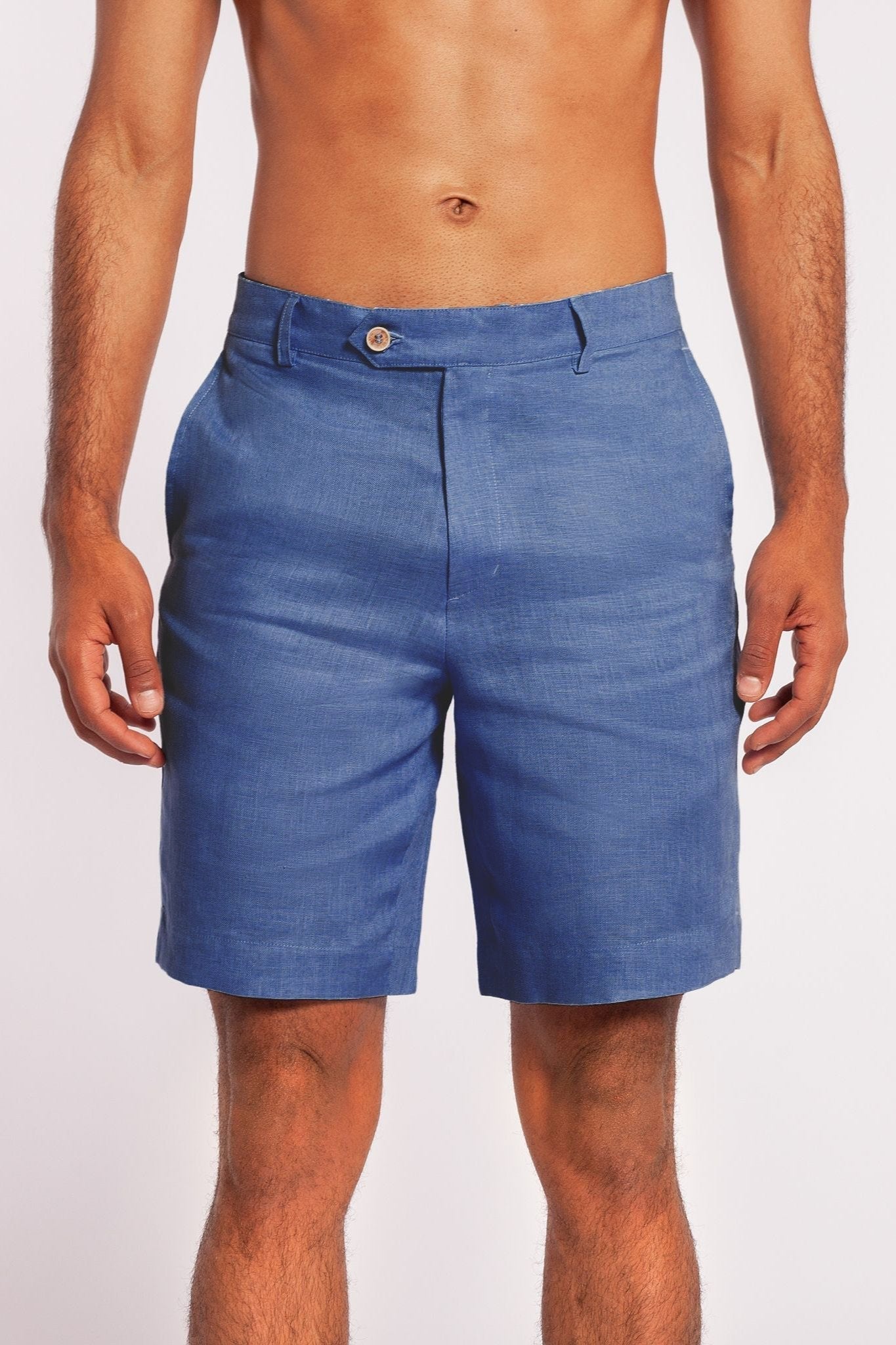 European Flax Linen Bermuda Shorts - Azure