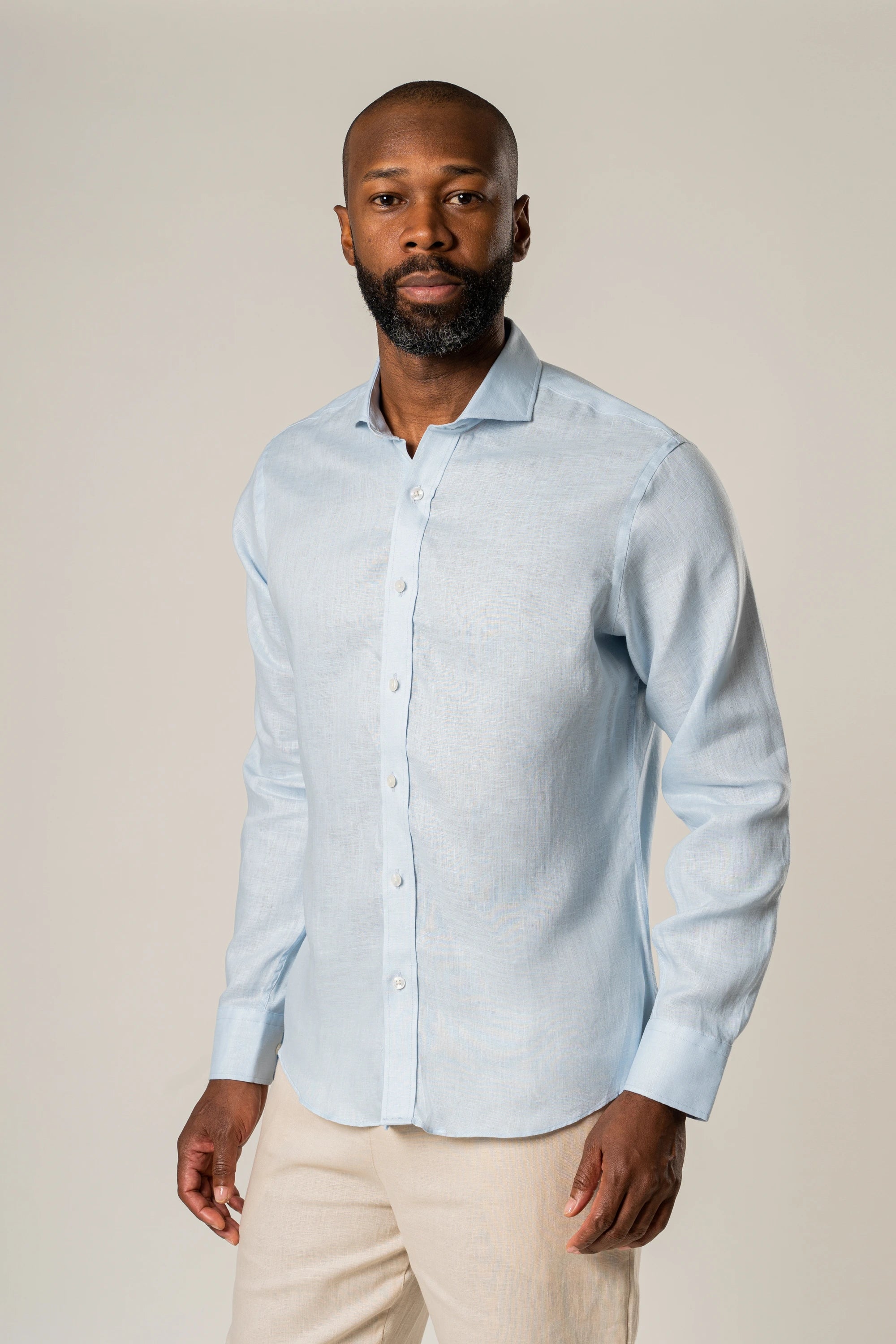 Long Sleeve French Collar Linen Shirt