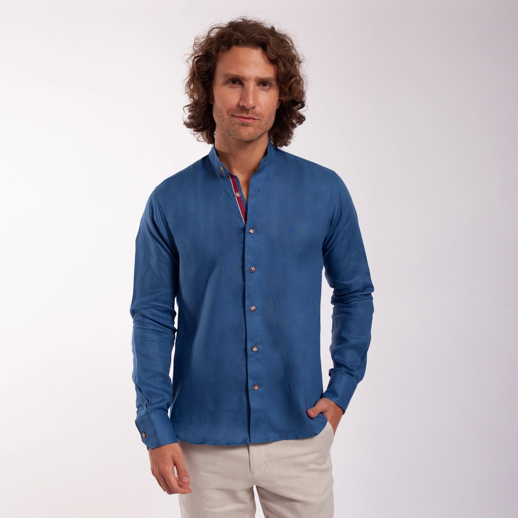 Long Sleeve French Collar Linen Shirt
