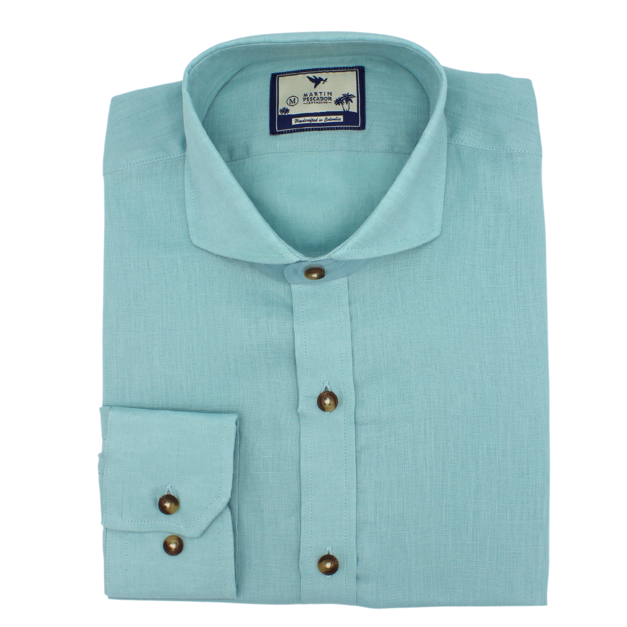European Flax French Collar Linen Shirt - Sea Foam