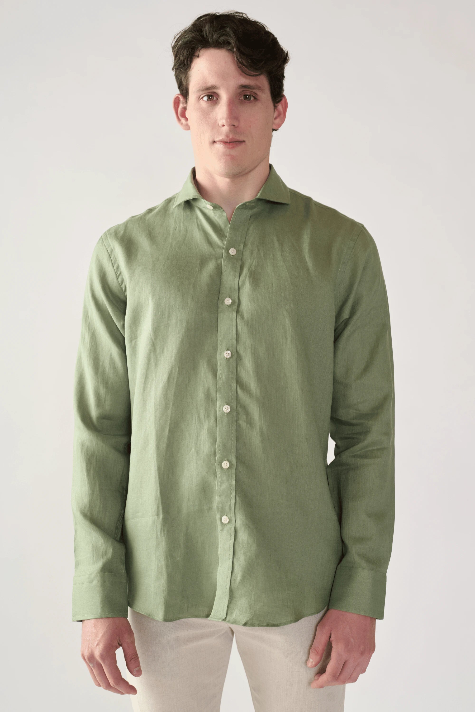 French Collar Linen Shirt - European Flax