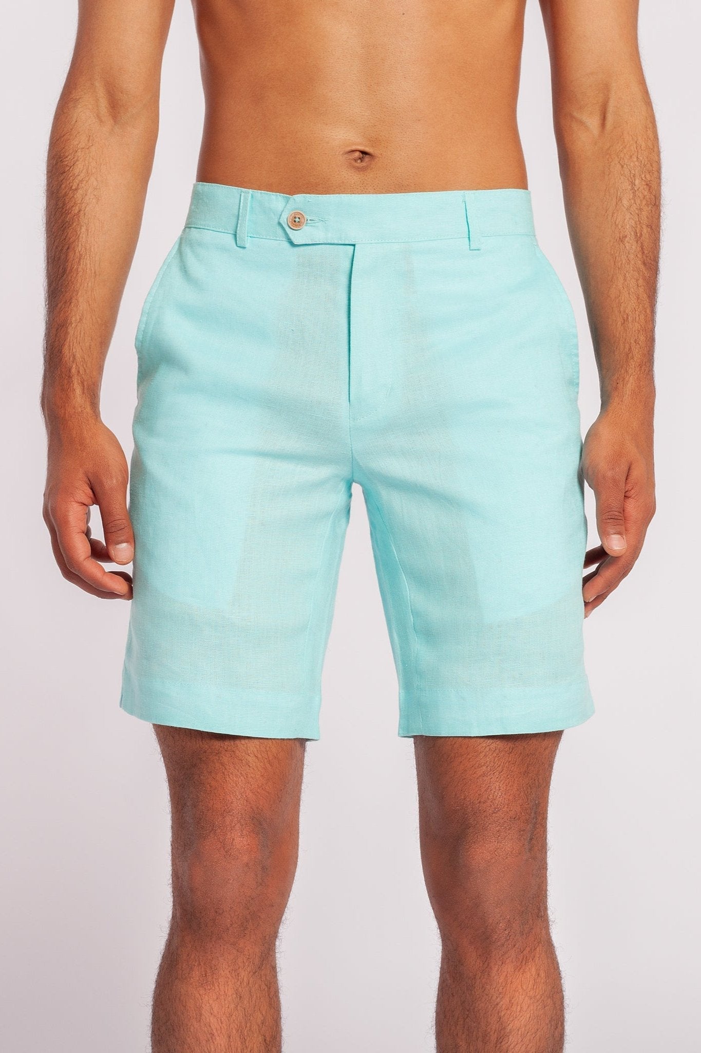 Linen Bermuda Shorts - Acqua