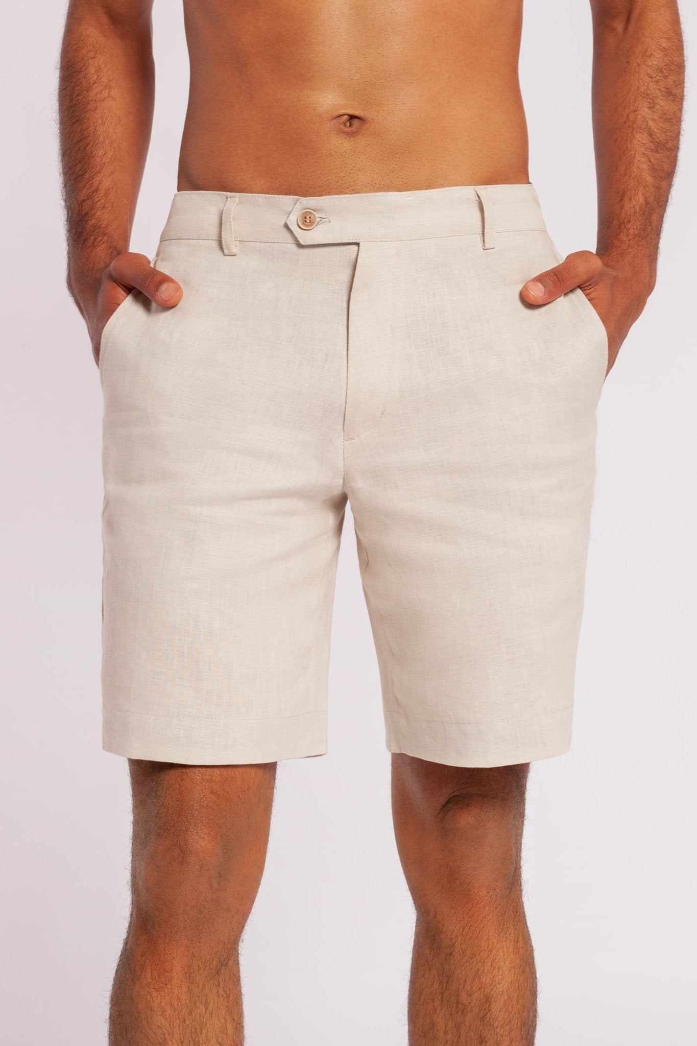Linen Bermuda Shorts - Beige