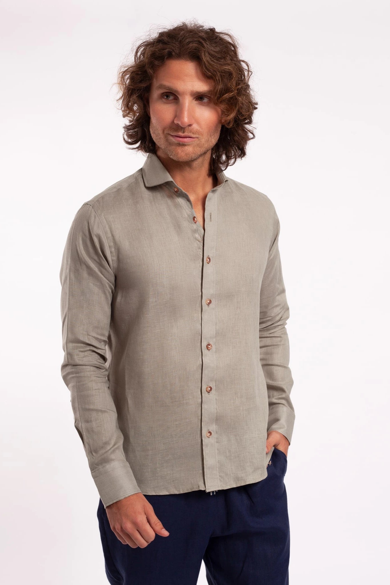 French Collar Linen Shirt - European Flax